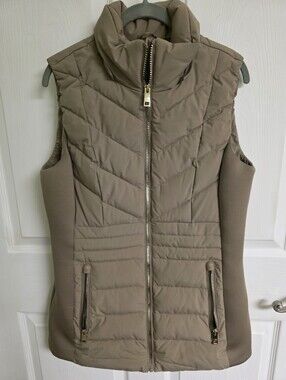 Michael Kors Taupe Quilted Sleeveless Puffer Vestich Size S